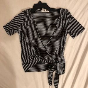 Black and white stripe tie crop top